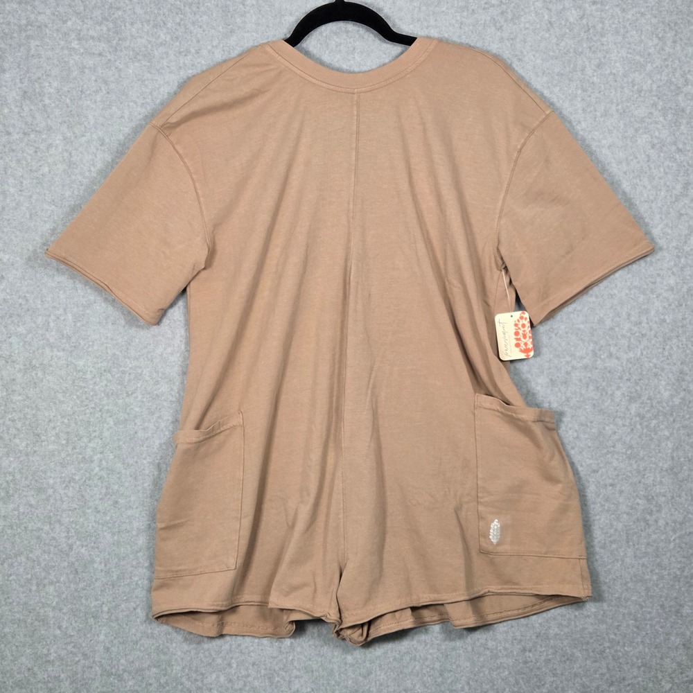 FP Movement NEW Women XS Hot Shot Reversible Tee Romper Mocha Latte Oversized - Picture 3 of 6